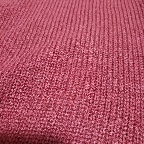 Burgundy Cable Knit Sweater Dress with Pockets - Picture 3 of 5